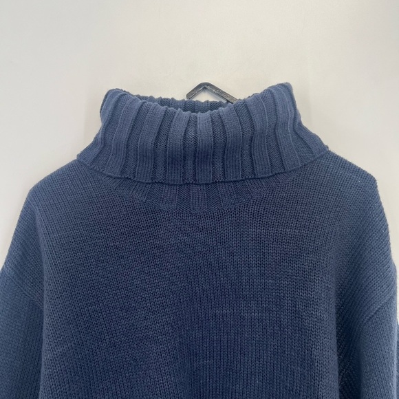 H&M Divided Cropped Boxy Wide Sleeve Turtleneck Sweater In Dark Blue - Picture 1 of 7